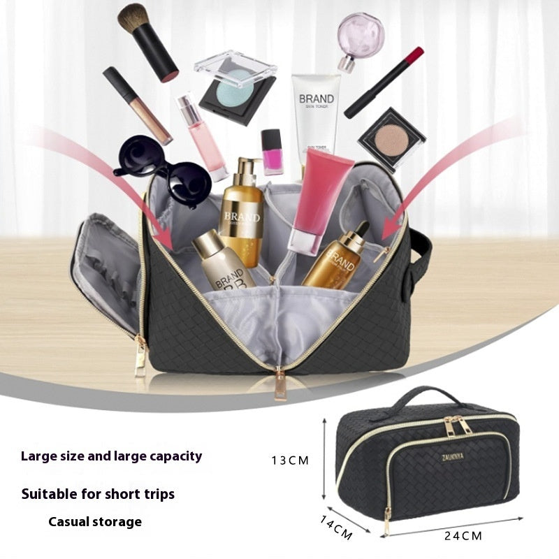 Trousse de toilette de grande capacité, trousse de maquillage portable et étanche, trousse de rangement multifonction pour salle de bain, trousse de toilette pour femmes