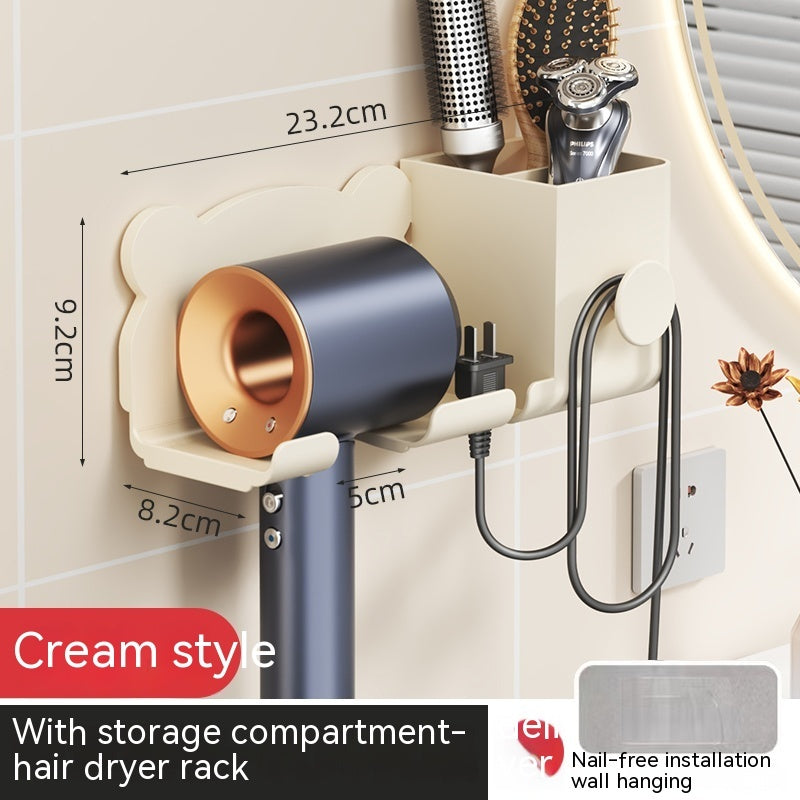 Punch-free Wall-mounted Hair Dryer Storage Rack