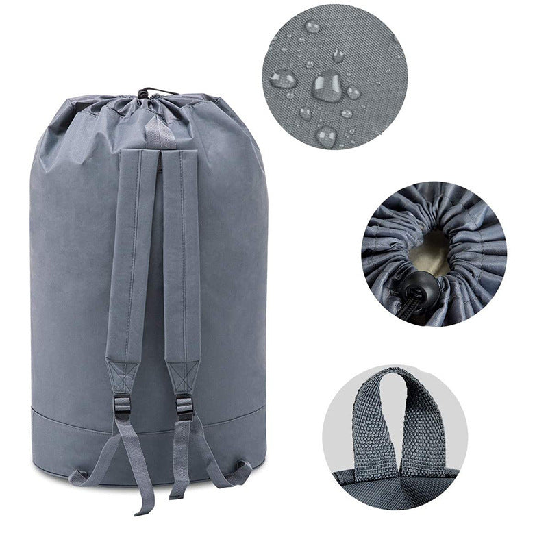 Sac à linge portable en tissu Oxford avec bandoulière et cordon de serrage