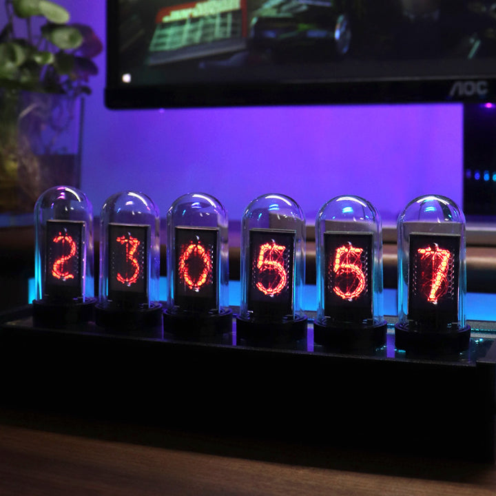 Creative Led Electronic Digital Clock Solid Wood Nixie