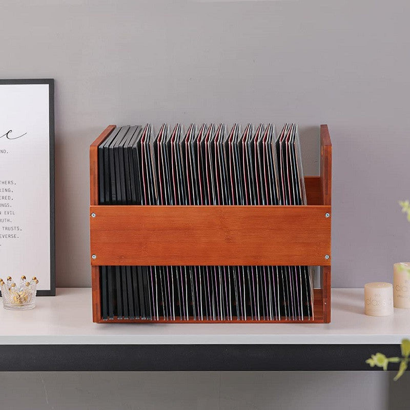 Bamboo Vinyl Rack Record Storage Basket