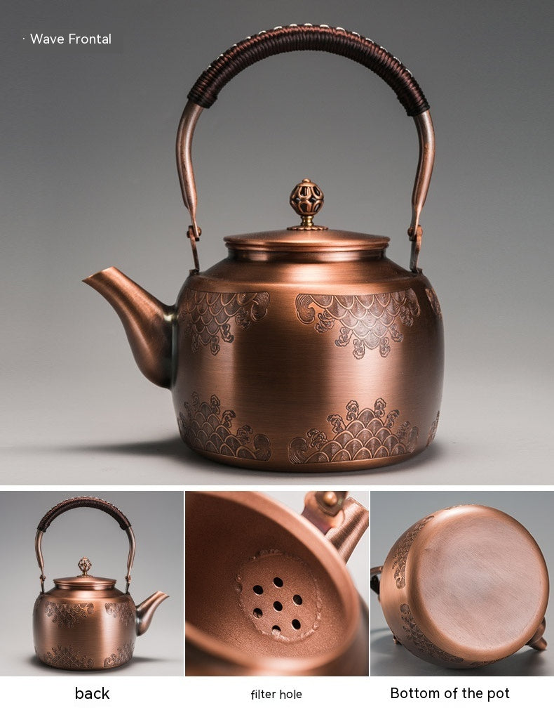 Copper Boiling Water Manual Mechanism Antique Tea Brewing Pot