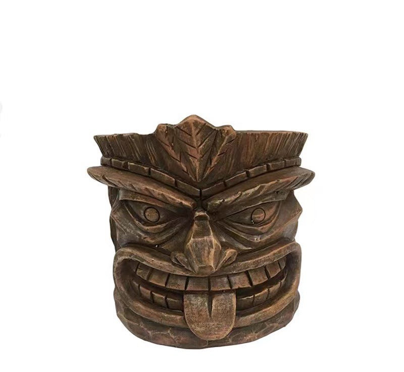 Mask Totem Flower Pot Garden Micro Landscape