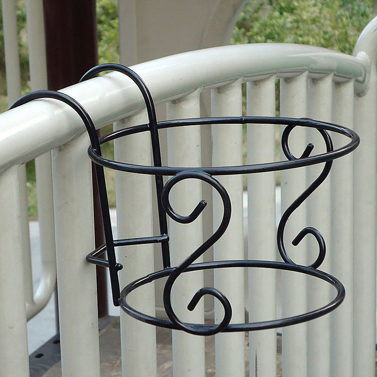 European Style Wrought Iron Balcony Railing Flower Stand Hanging Guardrail