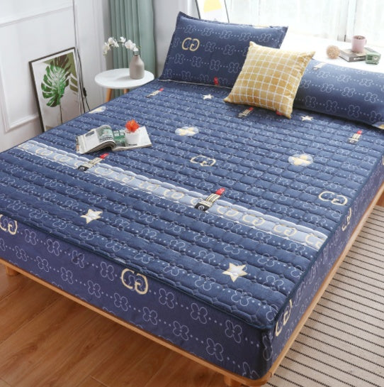 Thickened Quilted Fitted Sheet Single Piece Bedspread Protector