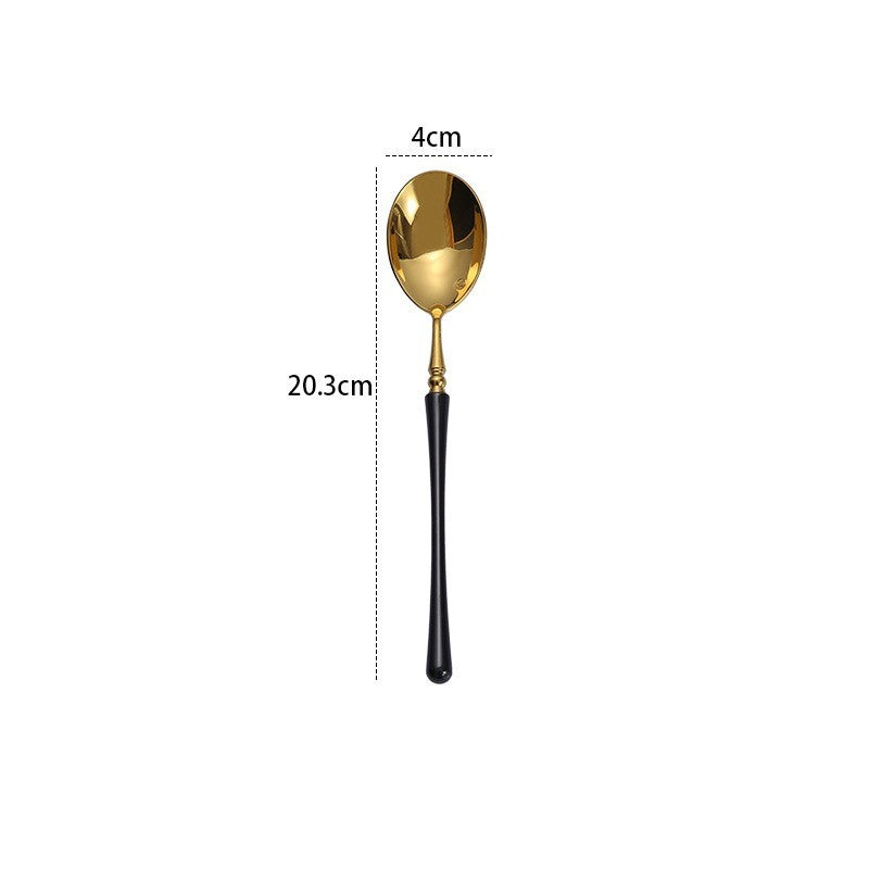 Stainless Steel 304 Knife, Fork And Spoon Tableware Black Gold