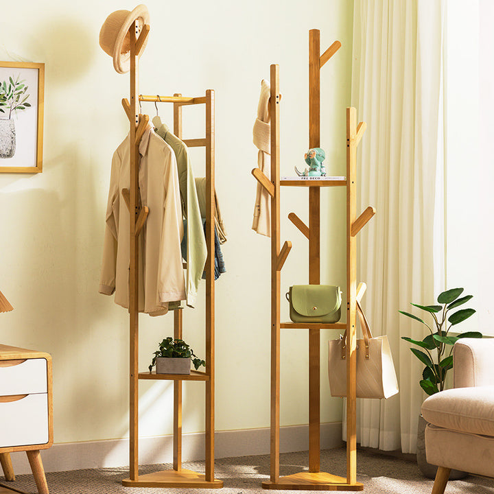 Simple Floor Creative Solid Wood Coat Clothes Rack