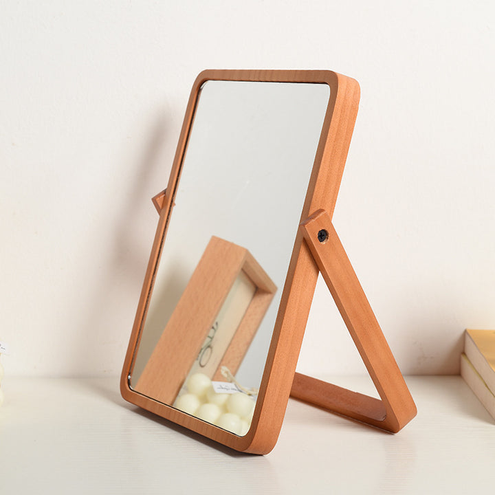 Wooden Desktop Makeup Mirror For Dressing