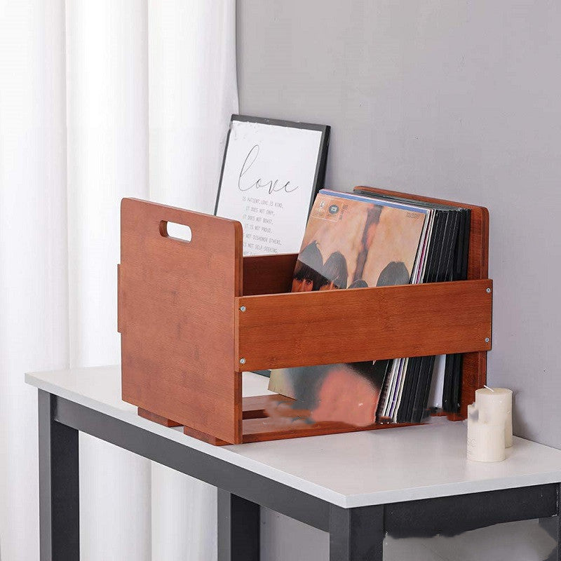 Bamboo Vinyl Rack Record Storage Basket