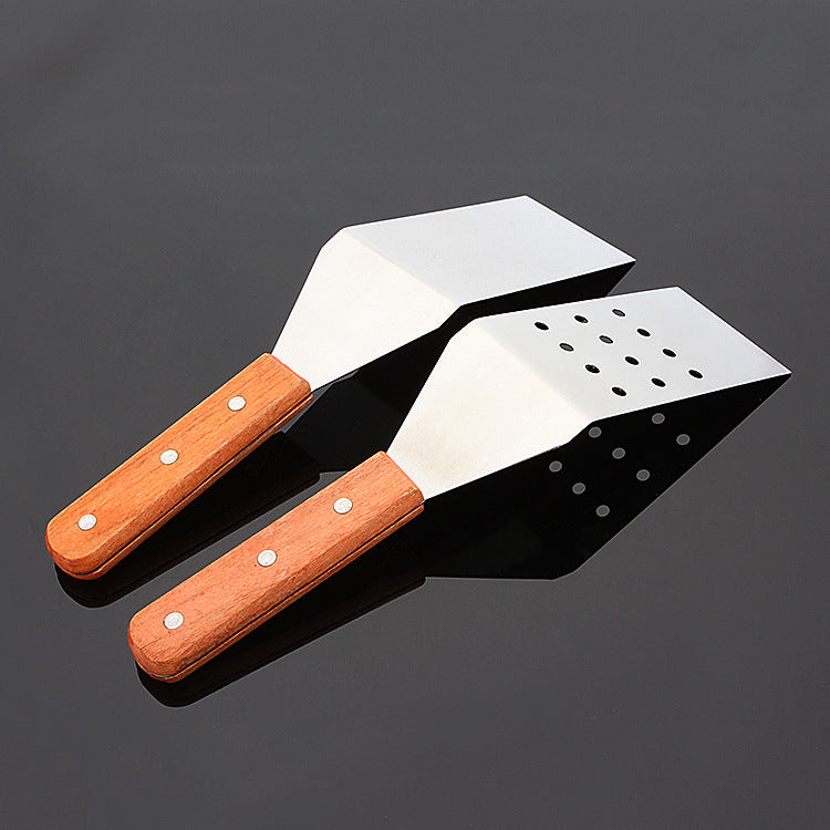 Wooden Handle Stainless Steel Kitchen Cooking Spatula Hotel Supplies