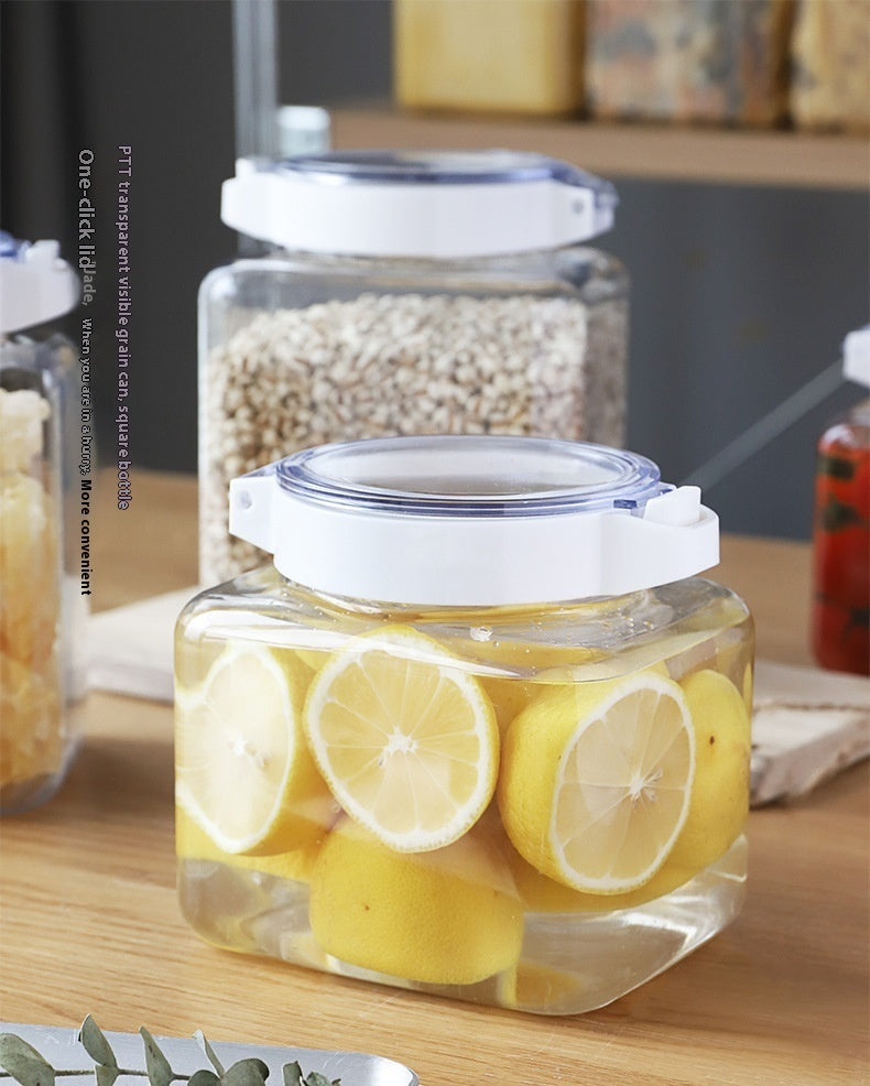 Kitchen Transparent Sealed Cans Cereals Storage Jar Spices Nuts Moisture-proof Food Storage Box