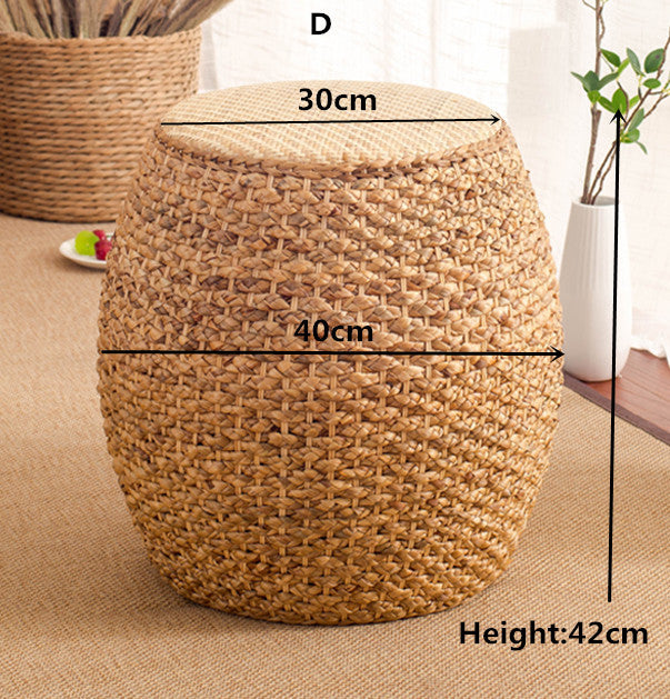 Home Rattan Small Stool Ottoman Footrest Modern Round Foot