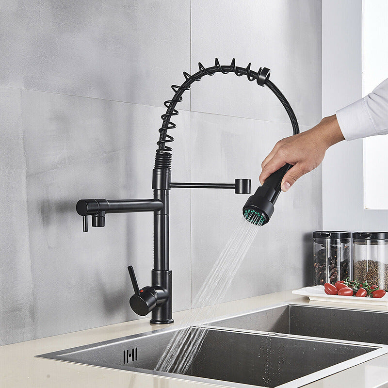 Stainless Steel Pull Spring Kitchen Hot And Cold Faucet