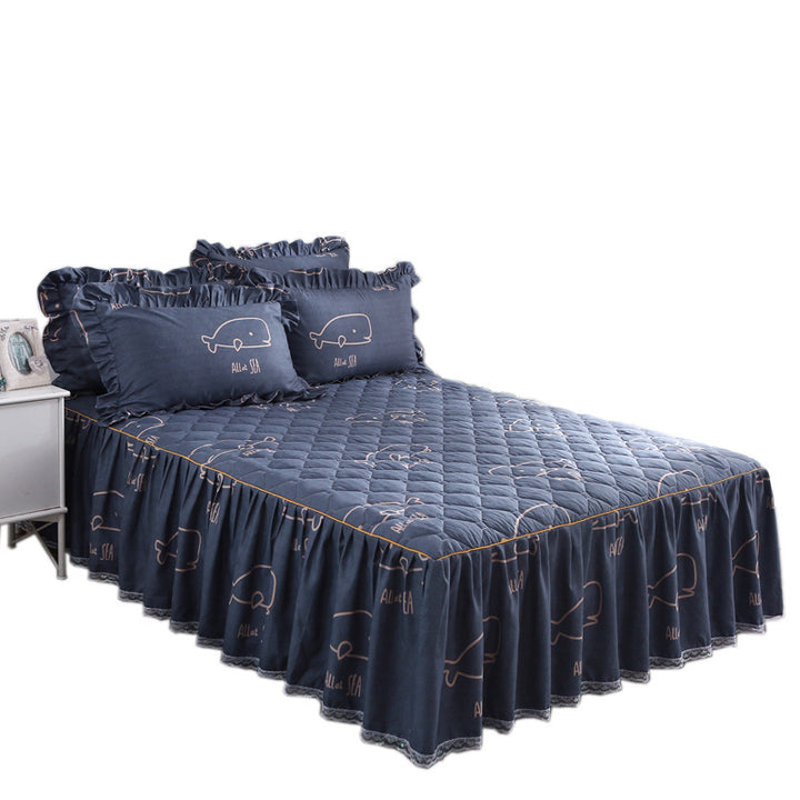 Thick Quilted Bedspread Bed Skirt Bedding