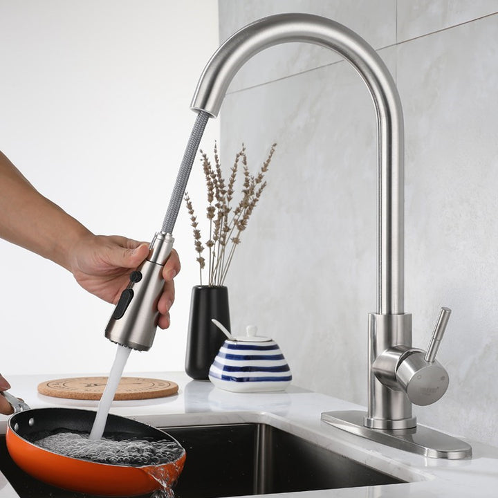 Kitchen Faucet Pull Type Cold And Hot 304 Stainless Steel