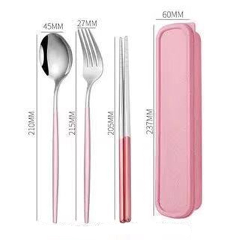 Portable Stainless Steel Chopsticks Spoon Fork Tableware Set