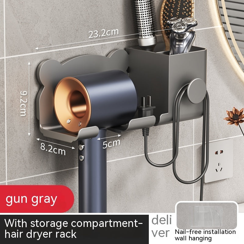 Punch-free Wall-mounted Hair Dryer Storage Rack