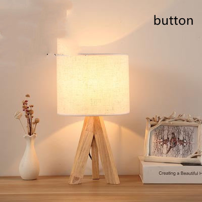 Table Lamp Bedroom Bedside Table Led Night Light Japanese Style Solid Wood Simple And Creative